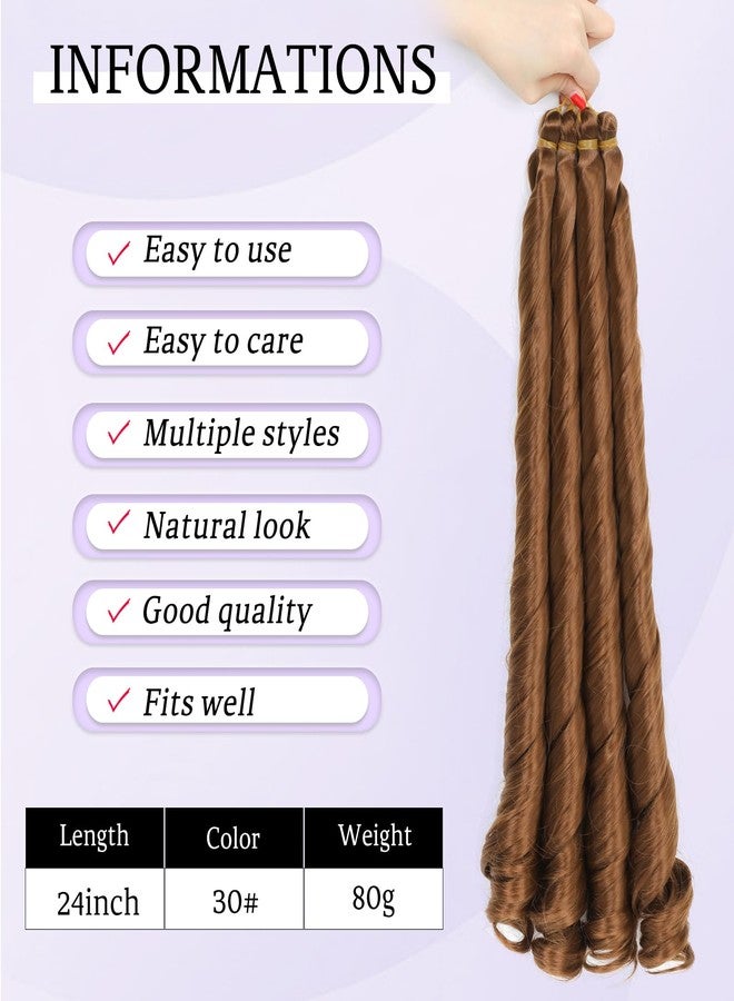 Yuriait French Curl Braiding Hair Dark Brown 24 Inch Loose Wave Spiral Crochet Hair for Women Pre Stretched with Curly Ends for Box braids Boho Twist Bouncy Curls Extensions (24in, 4packs, 30#) - Image 5